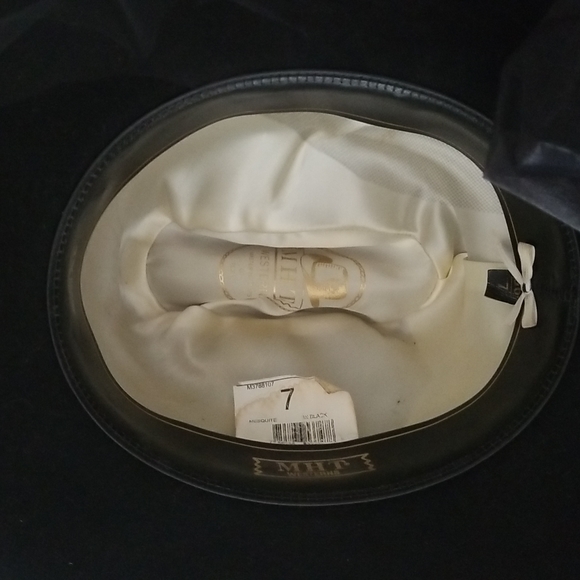 Vintage Western Gothic Black Cowgirl Hat Size 7 Black Roses - Picture 6 of 8